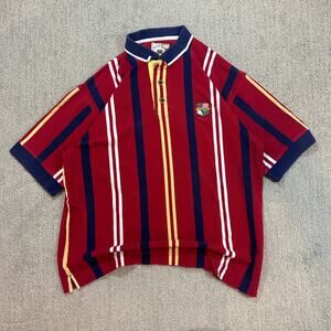 Vintage Y2K Style Red Multicolor Striped U.S. Open Polo Shirt